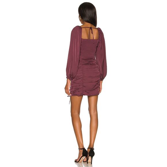 ASTR The Label Mardi Long Sleeve Ruched Mini Dress in Eggplant Purple - Small - Picture 3 of 15